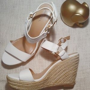 Merona White Rope Wedge Sandals, Size 7.5